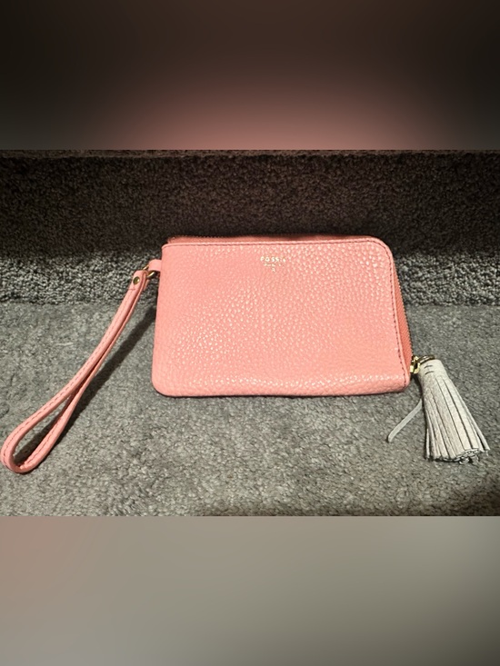 Fossil Handbags - Fossil Pink Pebble Leather Wristlet with Tassel